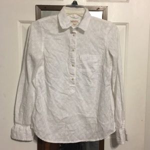 White Swiss dot collared shirt